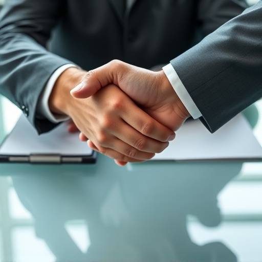 A handshake symbolizing a strong business partnership.