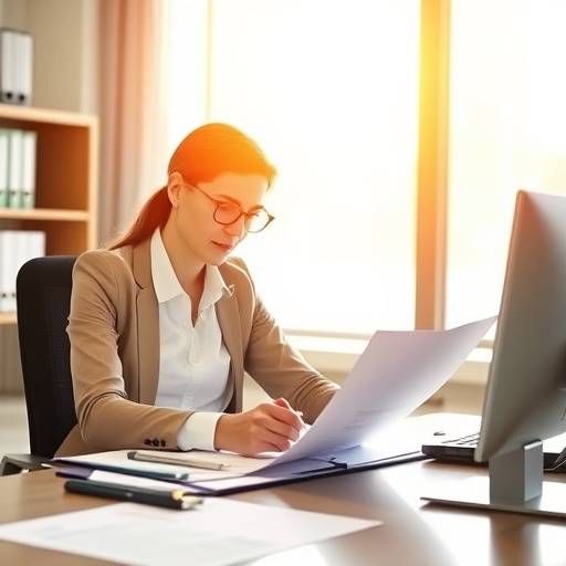 A person thoughtfully reviewing financial documents at a desk.