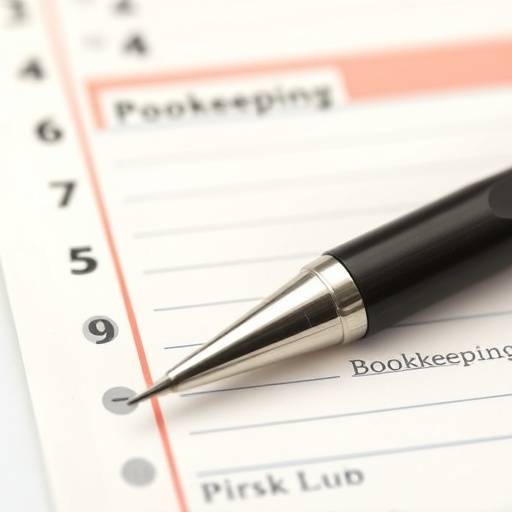 Icon representing bookkeeping with a ledger and pen