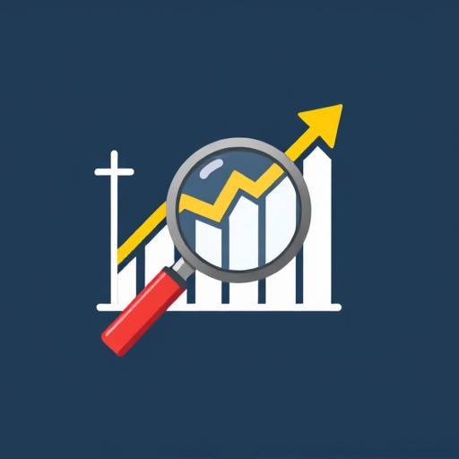 Icon representing financial consulting with a graph and magnifying glass