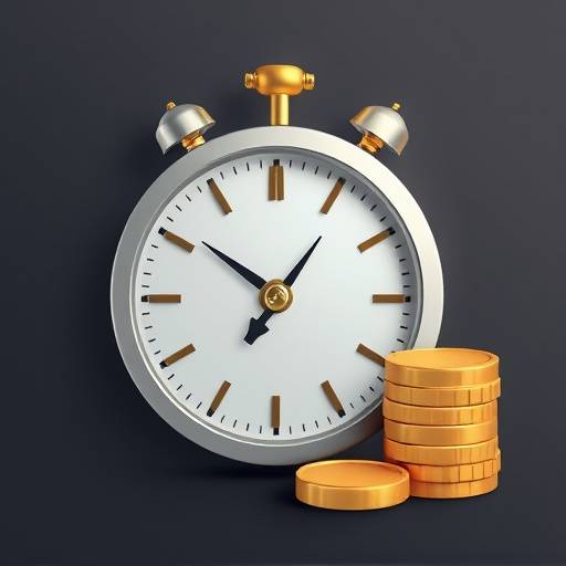 Icon representing payroll services with a clock and coins