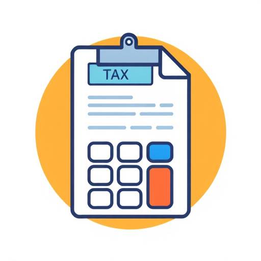 Icon representing tax preparation with a calculator and document
