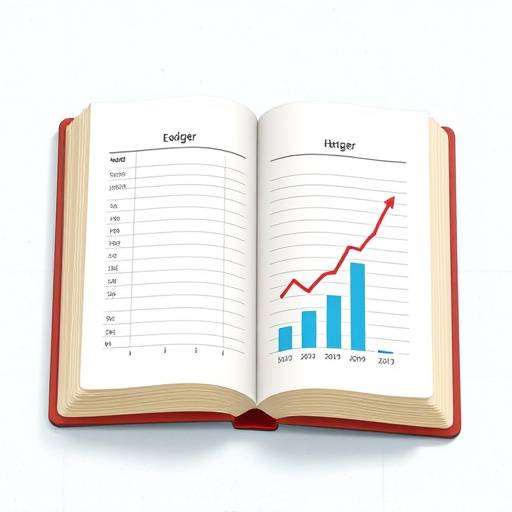 Illustration of a ledger book with financial charts